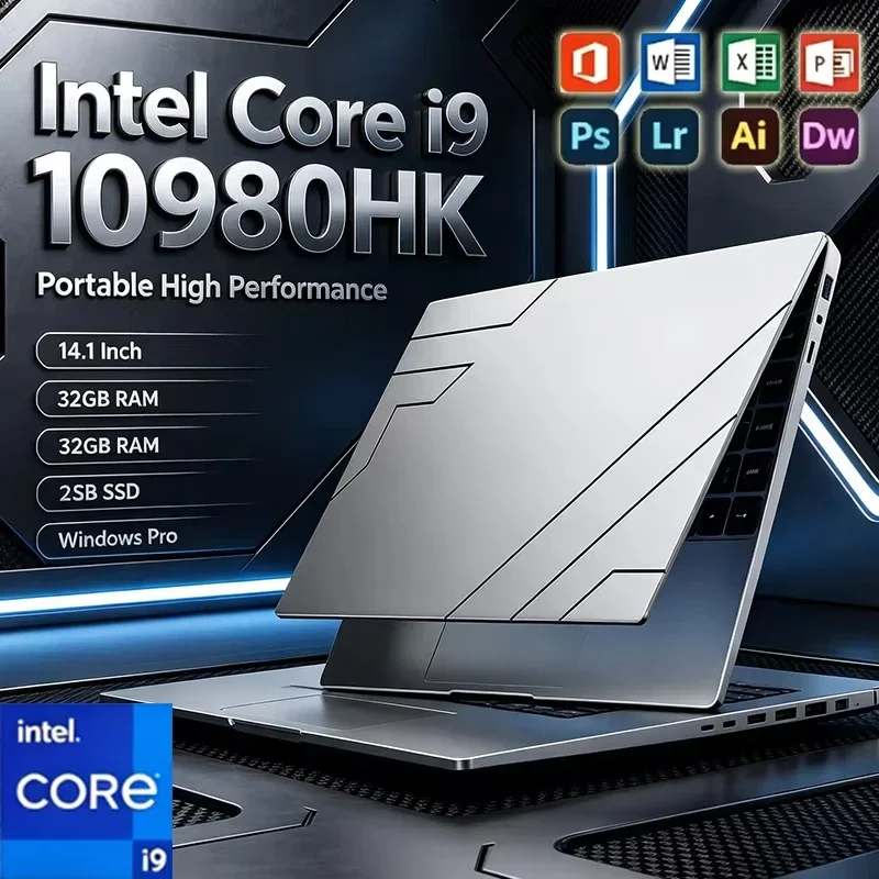 New 14.1 Inch Laptop Intel Core i9 10980HK Windows 11 Pro 16GB 2TB Gaming Notebook Computer PC Gamer Office Ultra Slim Laptops