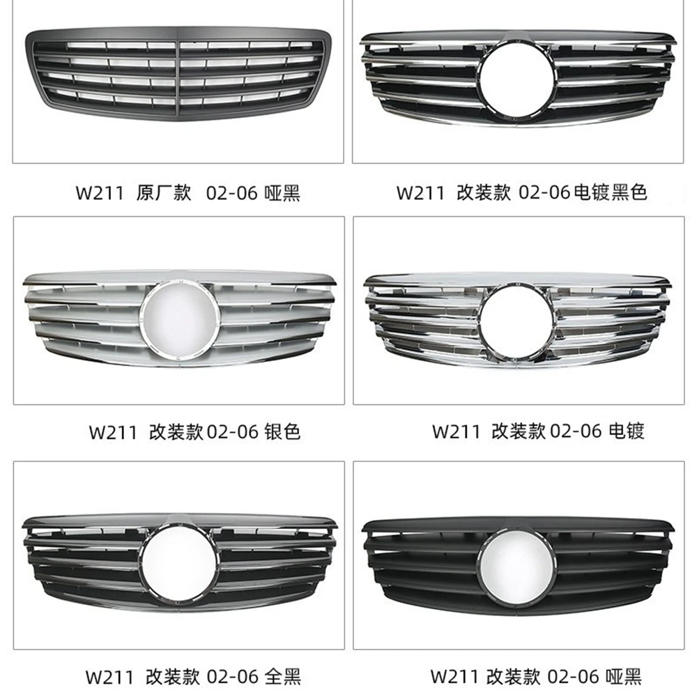 For Mercedes Benz E-Class W211 2002-2006 CL Style Black/Silver/White/Chrome Front Racing Grille