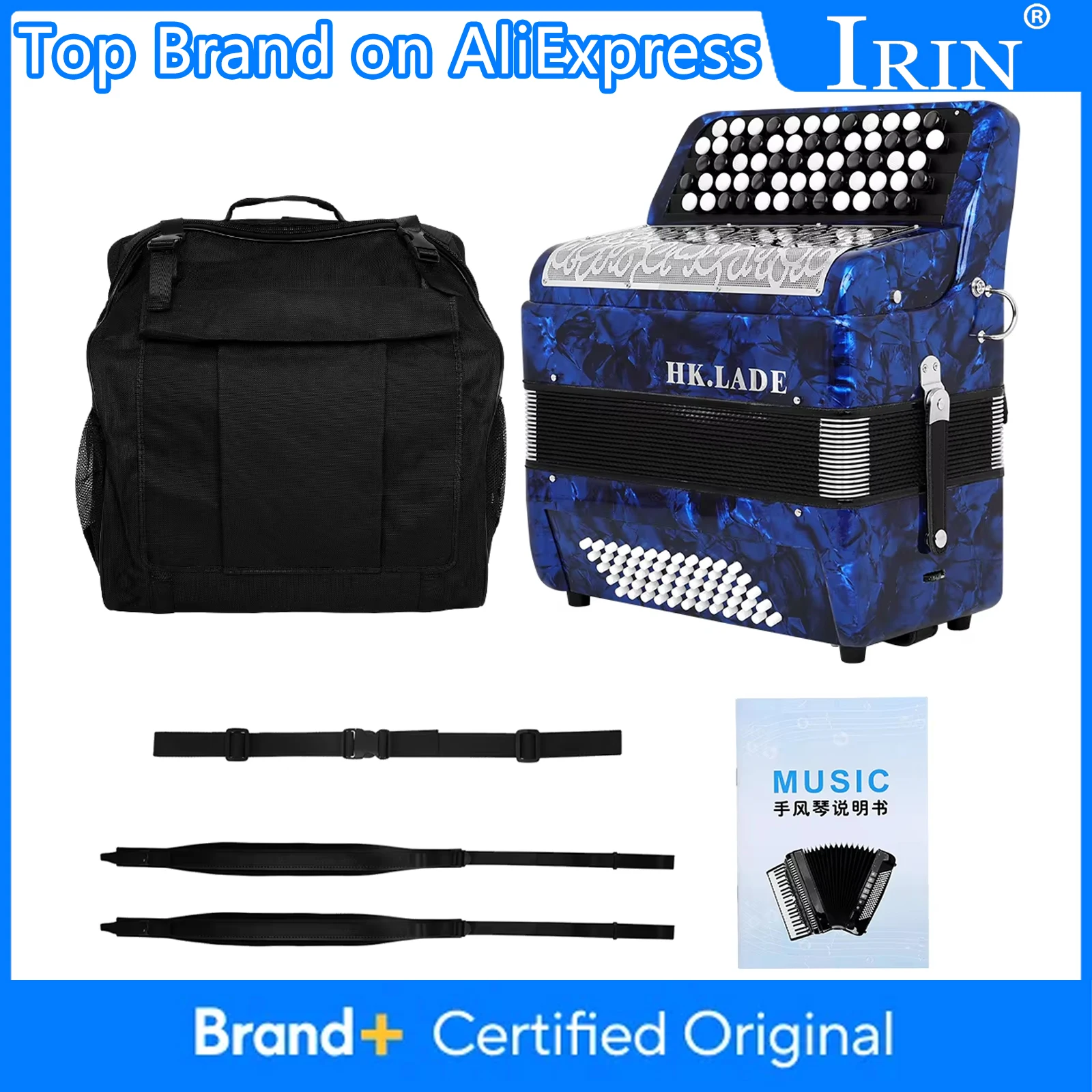 

HK·LADE Bayan Accordion 62-клавиш 60 Bass Professional Bayan Accordion с рюкзаком, плечевой ремень, клавиатура, детали инструментов