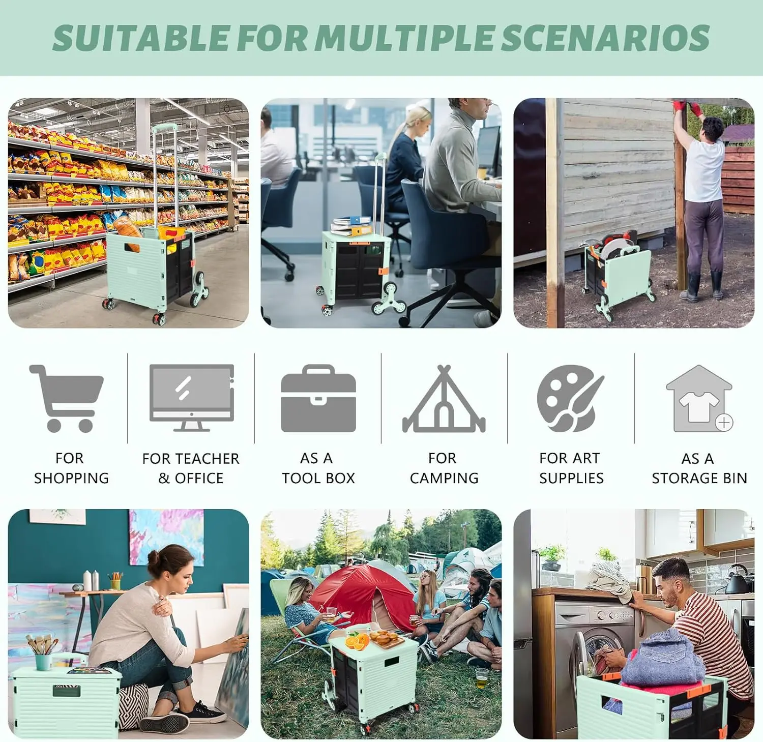 BY06C Foldable multi-function cart, foldable portable tool cart, hand basket with wheels