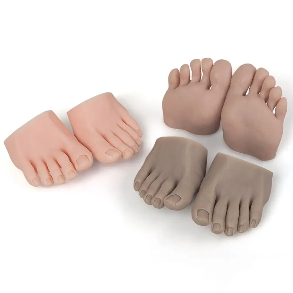 Soft Silicone Practice Foot Realistic Reusable Pedicure Practice Model Washable Artificial Feet Manicure Practice Foot