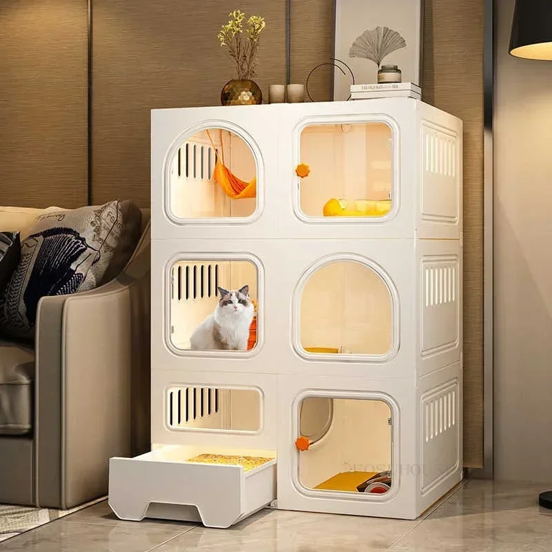 Stylish Cat Cages Comfortable Cat Cage Bold Encryption Cat Villa Multi-layer Breathable Big House Litter Pet Cage