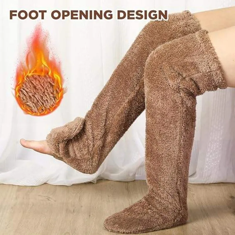 Multifunctional Winter Warm Feet Stockings for Women Men Bed Sleeping Socks Thermal Quilted Cold Leg Protection Foot Warmer