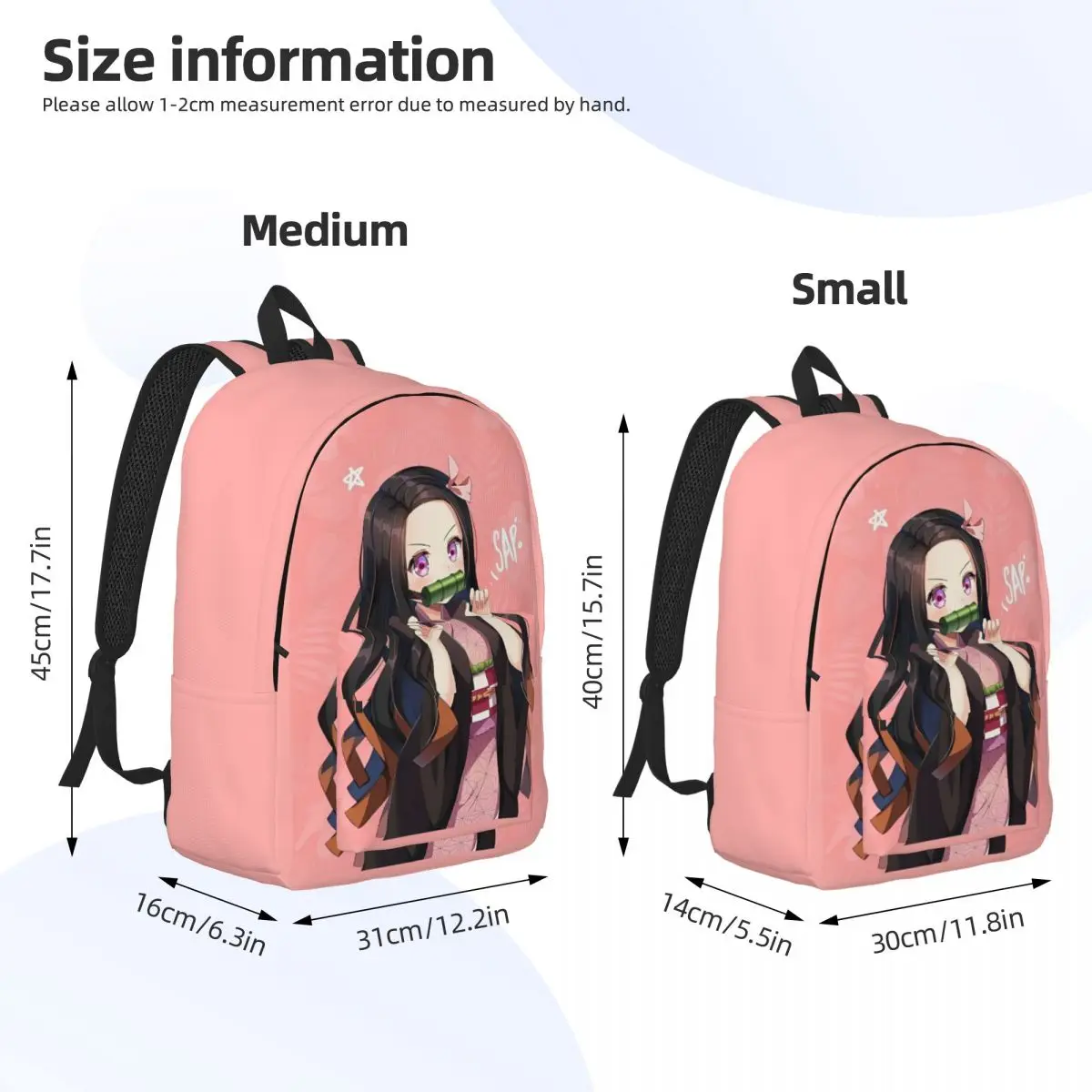 Demon Slayer Anime Nezuko Kamado Backpack for Student School Bookbag Daypack Preschool Kindergarten Bag Hiking