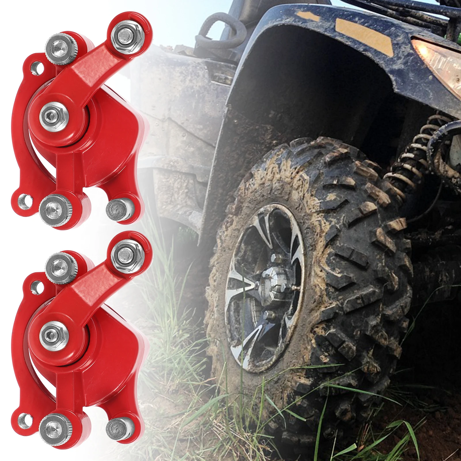 

2pcs Front Rear Brake Calipers Replacement Off-road Aluminum Alloy Red Brake Pump Disc Motorcycle Gas Scooter Supplies