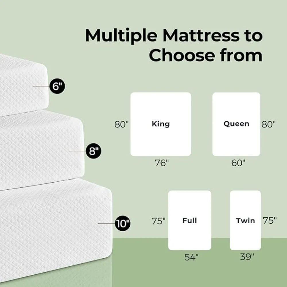 10 Inch Gel Memory Foam Mattress in a Box,Fiberglass Free,Breathable Mattress for Cooler Sleep Supportive &Pressure Relief,White