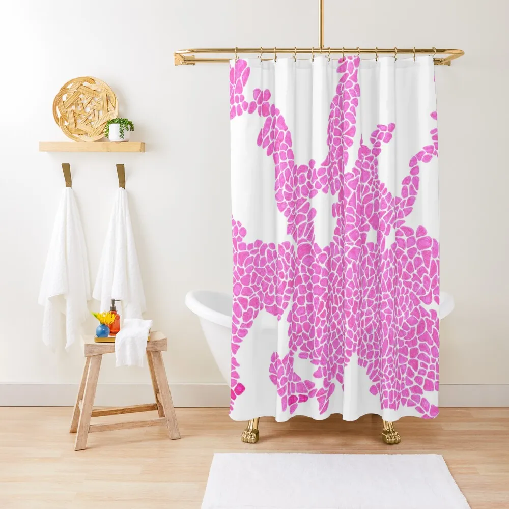 

PINK AVOCADO GIRAFFE ICE Shower Curtain Window Waterproof Fabric Shower For Shower For Bathrooms Curtain