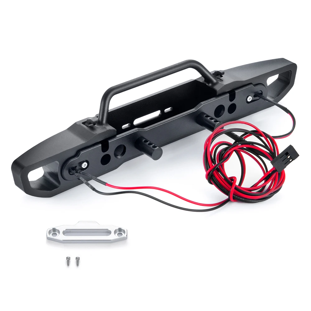MIBIDAO Metal Front / Rear Bumper with LED Light for Axial SCX10 III AXI03006 AXI03007 Jeep Gladiator Wrangler 1/10 RC Car