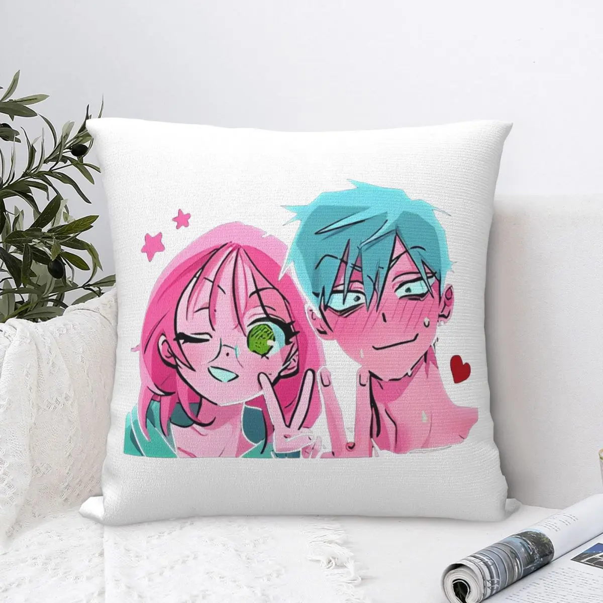 Fundas de almohada cuadradas de escenario alienígena, funda de cojín de poliéster para el hogar Mizi hasta Anime, funda de almohada de decoración fresca 45*45