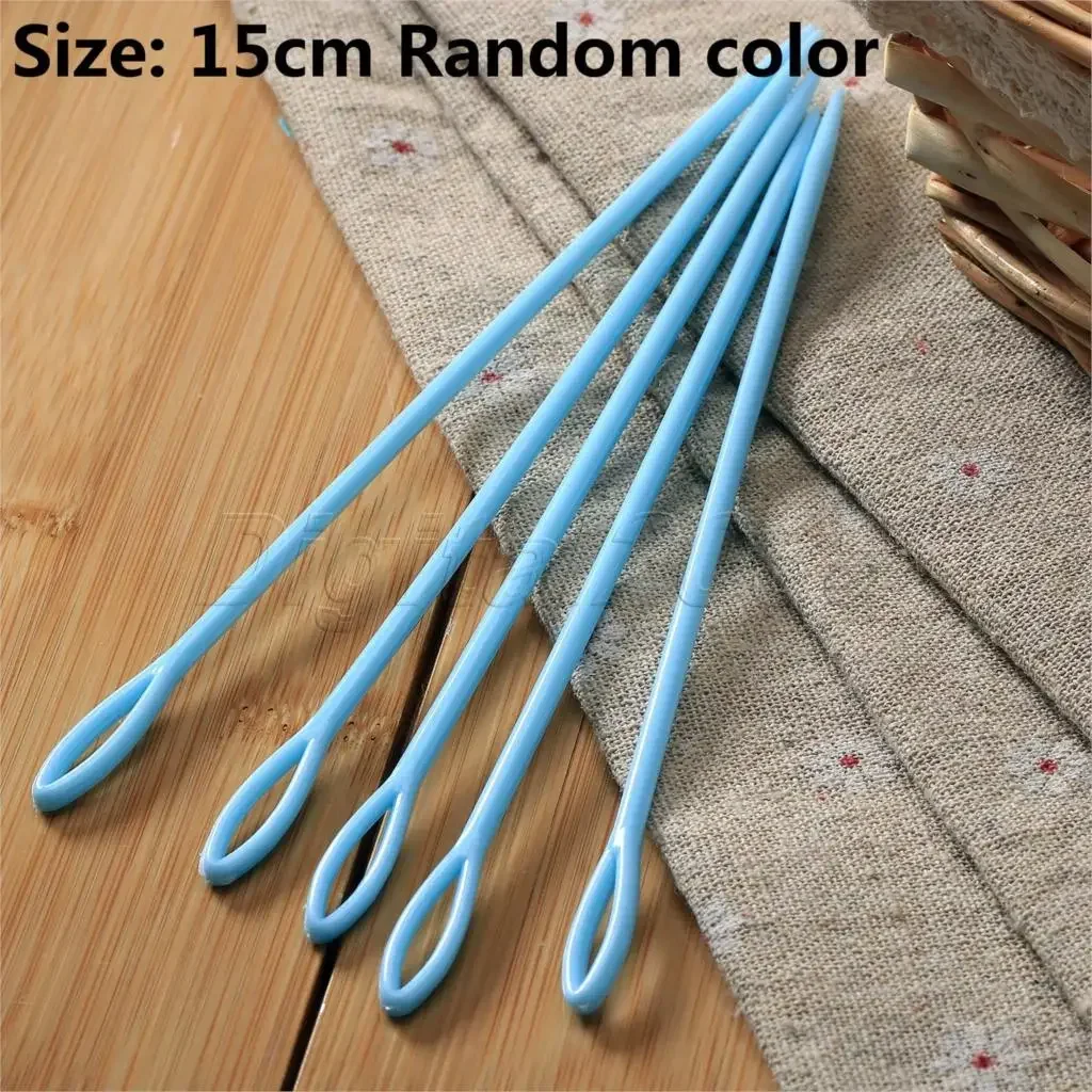 5X Plastic 15cm Threading Darning Needles Stitchery Needles Large Eye Wool Sewing Embroidery Tapestry Needles Color Random