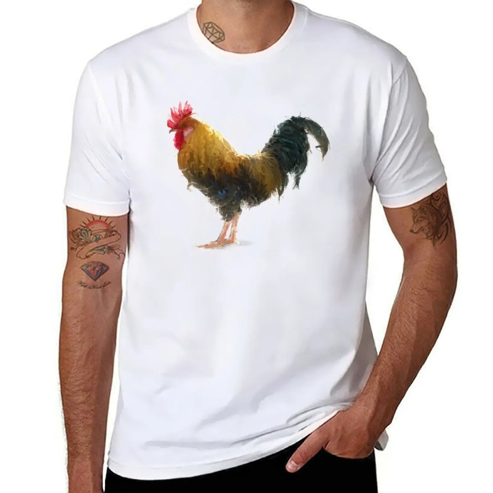 

Cockerel painting T-Shirt cotton t shirts high quality t shirts for man cotton T-Shirt