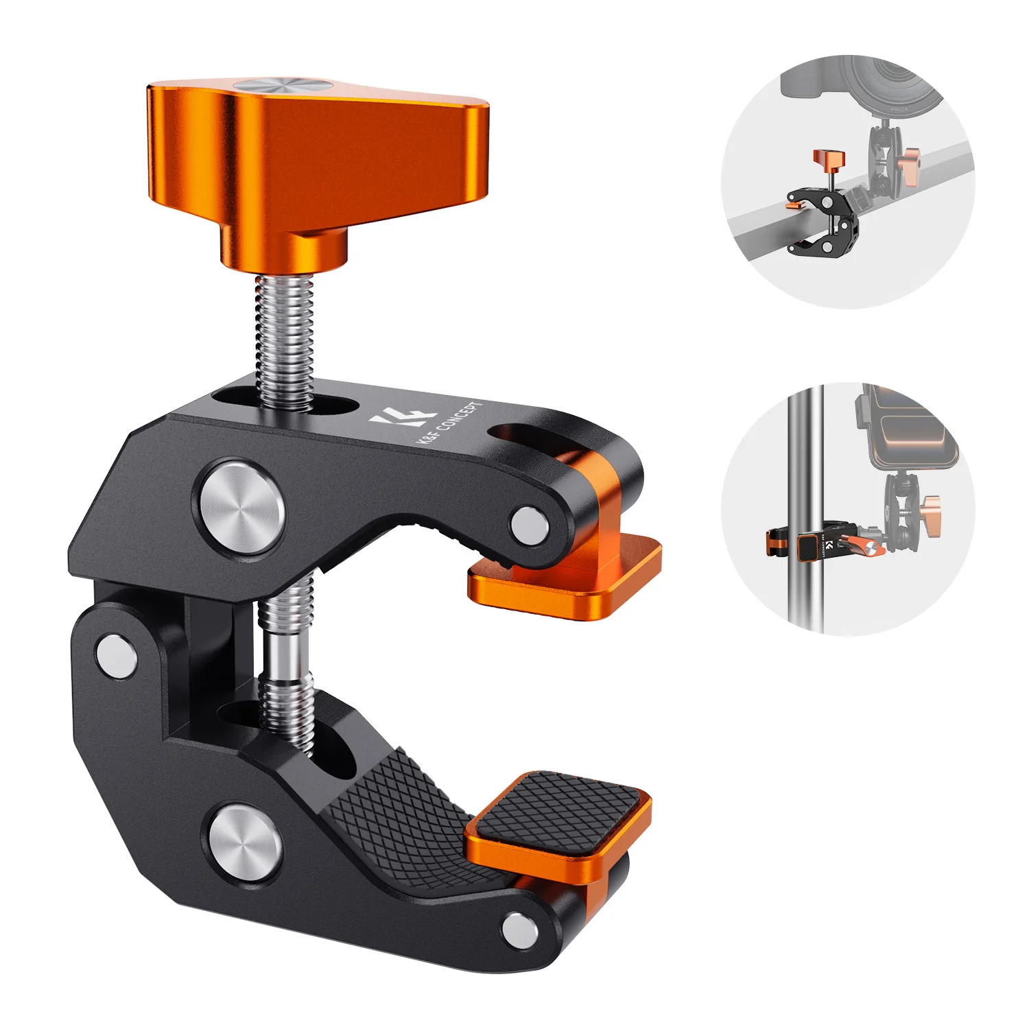 K&F CONCEPT Camera Mount Clamp Super Crab Clamp met draaibaar klemblok 1/4" en 3/8" schroefdraadgaten voor camerabevestigingen