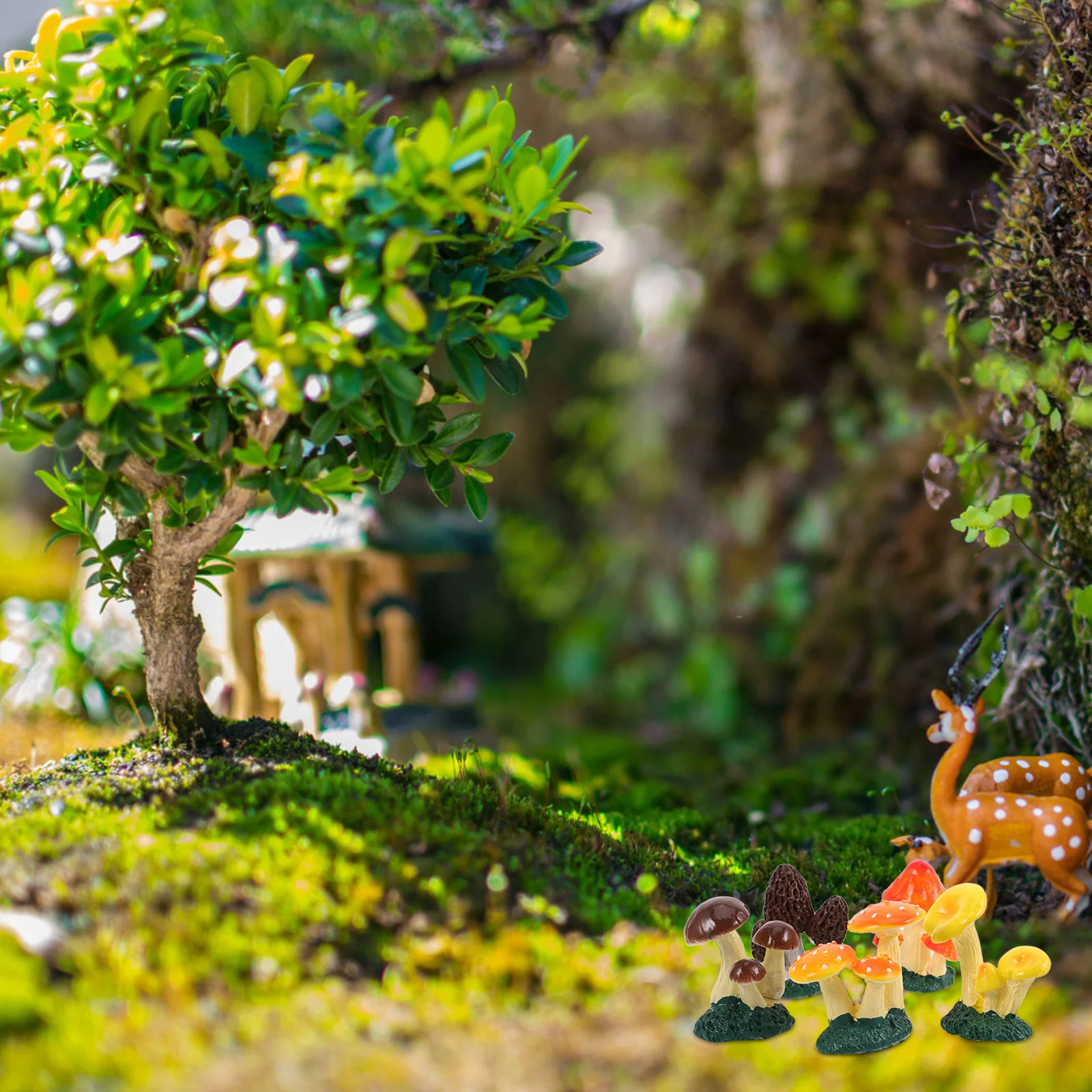 

5pcs Mini Mushrooms Resin Fake Mushroom Figurines For Fairy Garden Terrarium Micro Landscape Decor Garden Ornaments Plant