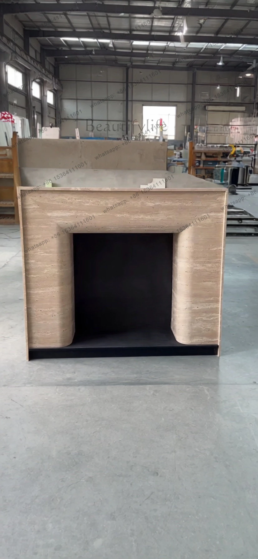 

Natural travertine high-end French fireplace marble fireplace custom designer retro