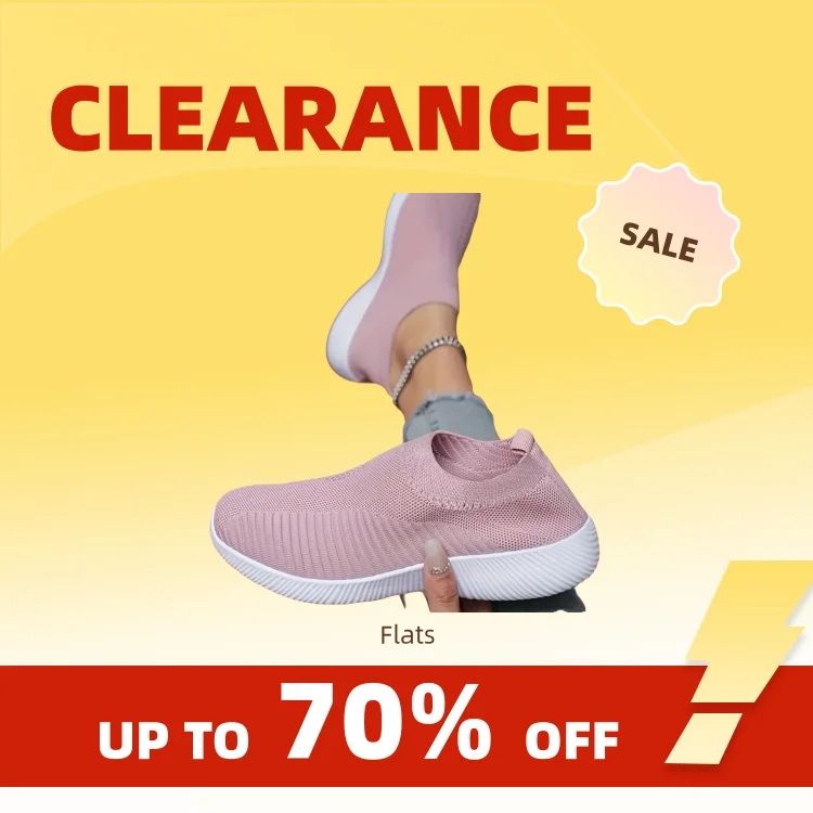 Clearance_Women's Shoes Solid Pink Color Mesh Sneakers Flying Woven Walking Fashion Slip-on Flats Sports Running Ladies Breathab