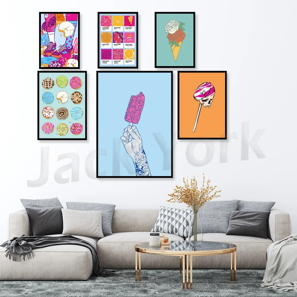 Canvas Paintings Wall Artwork Pantone Sweet donuts Home Decor Poster HD Prints Modular Banana Pictures Living Room No Framework