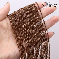 5Piece 3mm Dark Yellow Natural Stone Small Round Beads Faceted Loose Spacer Jewelry Making DIY Bracelet Necklace Accessory 38cm