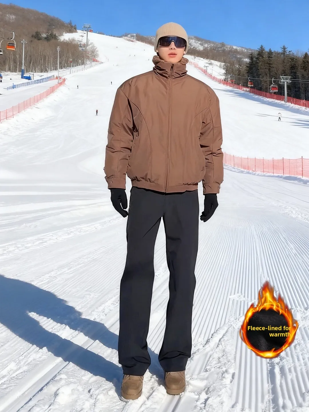 

Thiened Fce Lined Winter Ski Pants Men's Outdoor Sports Trousers Waterproof Windproof Warm Soft ell ell Jaet