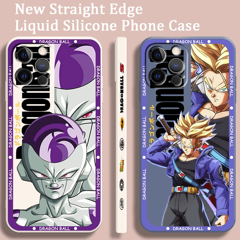D-Dragon Ball Frieza Trunks Liquid Left Rope For Apple iPhone 15 14 13 12 11 XS XR X 8 7 SE Pro Max Plus Mini Phone Case