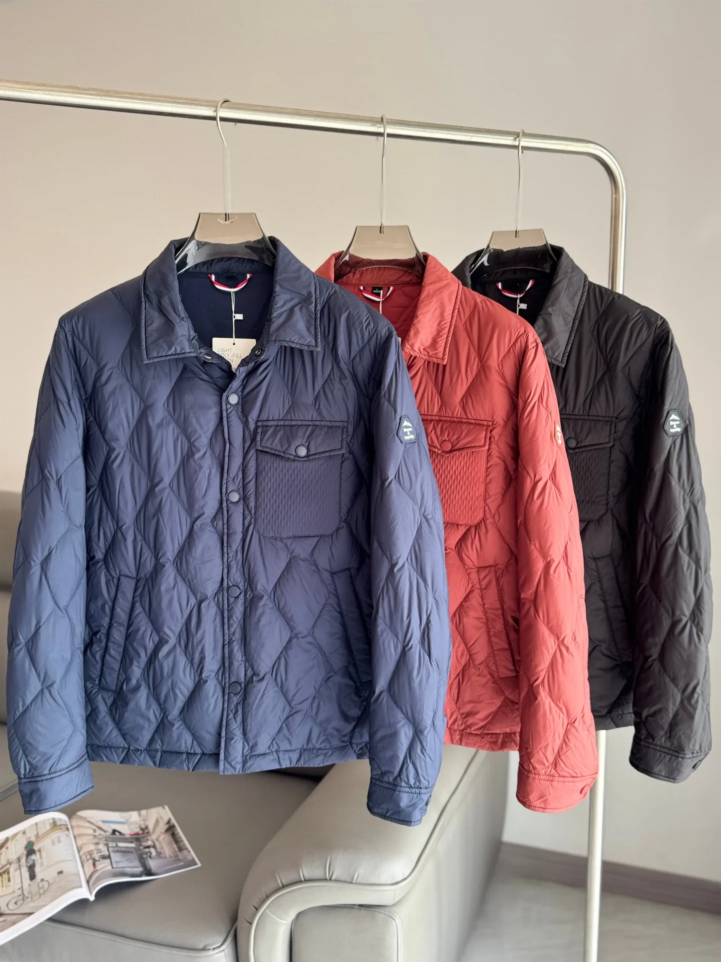 

Men's Casual irt Sle down Jaet 90 Du down Quilted Lightweight Warm Polyester Fabric Long Sve Regular Fit