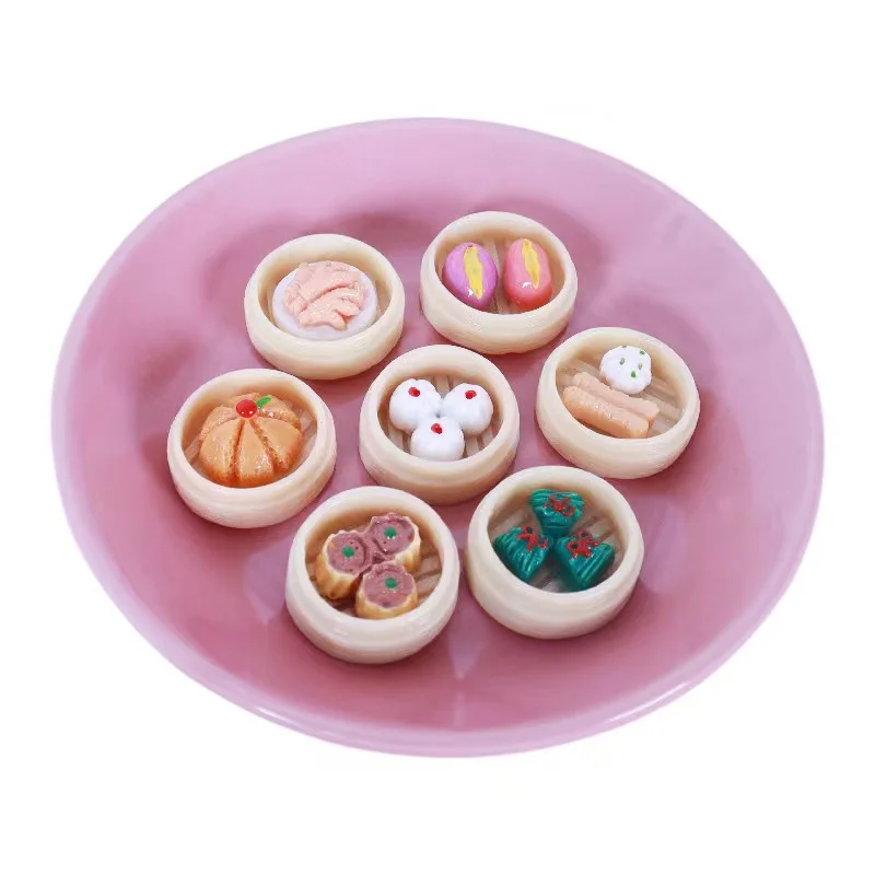 Mini giocattoli cinesi per la colazione, gnocchi in miniatura Dim Sum, giochi di imitazione, set di cibo per accessori da cucina per alimenti in resina per casa delle bambole
