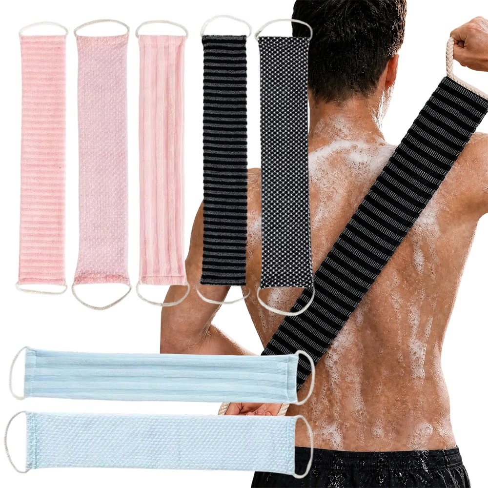 Exfoliating Back Scrubber Strap Shower Bath Towel Double Sided Body Scrub Wash Cloth Long Strip Bath Exfoliator Skin Deep Clean