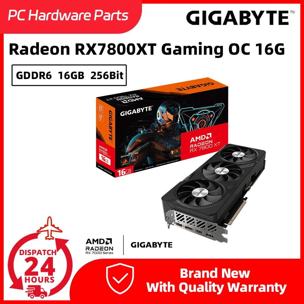 GIGABYTE  Radeon RX7800XT Gaming OC 16G GDDR6 Graphics Cards 256bit GPU PCI-E 4.0 2565MHz New placa gráfica For PC Gaming