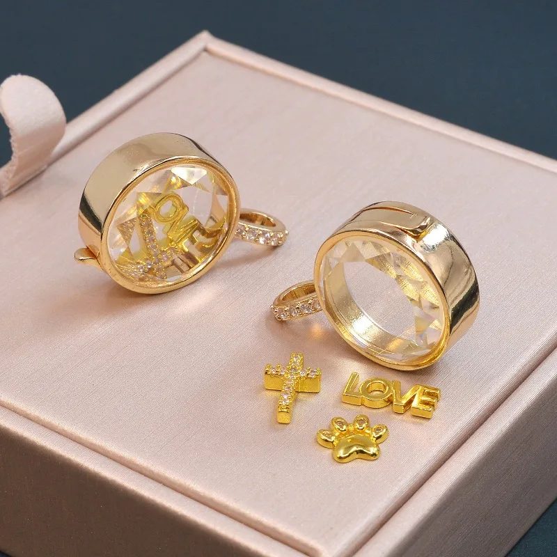 صندوق شفاف قلادة ساحرة قلادة متمحور DIY تصميم مجوف 18K سلسلة مطلية بالذهب شخصية مدلاة هدية مجوهرات جارديان