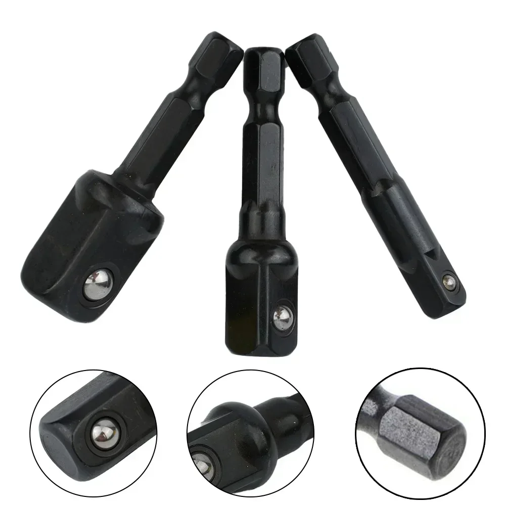3 PCS 1/4 3/8 1/2 Inch Screwdriver Handle Tool Impact Socket Adapter Nut Driver Sockets Hex Shank Extension
