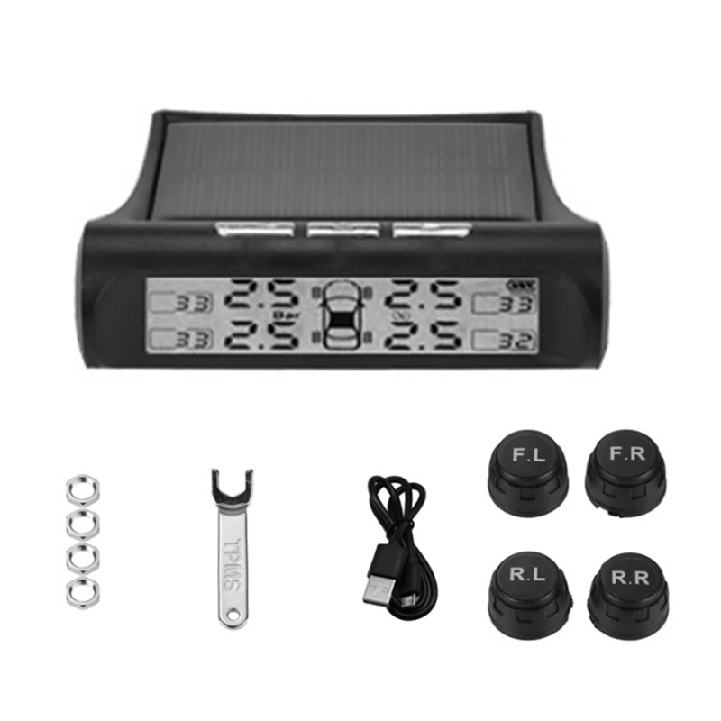 

Автомобильные внешние датчики давления в шинах Солнечная энергия TPMS Система контроля давления в шинах Сигнализация давления в шинах Цифровой дисплей