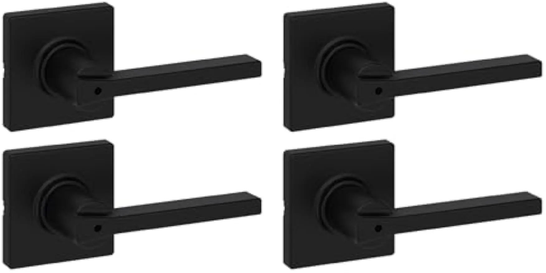 

Набор из 4 дверных ручек с замком, матовый черный двусторонний рычаг для спальни и ванной комнаты, простая установка
