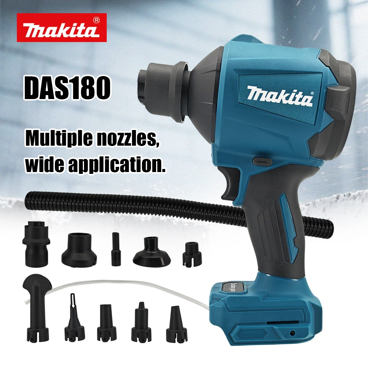 Makita 18V Li-ion LXT Dust Blower DAS180Z Air Blower For Car Detailing And Workshop Dust Cleaning High Power Quiet Operation