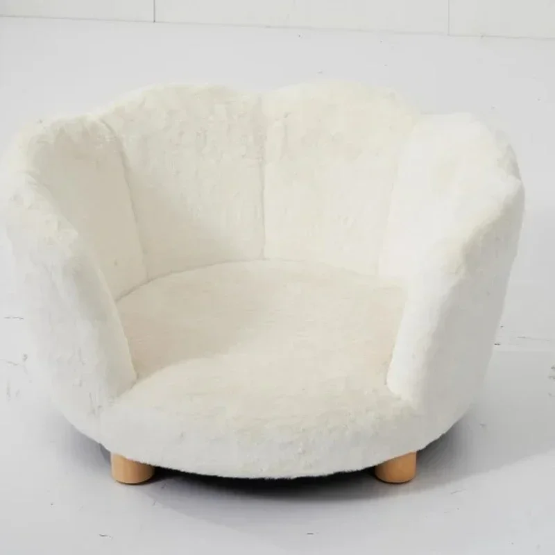

Luxury modern cotton pet sofa bed with wooden frame and heavy metal elevated living room cat and dog furniture