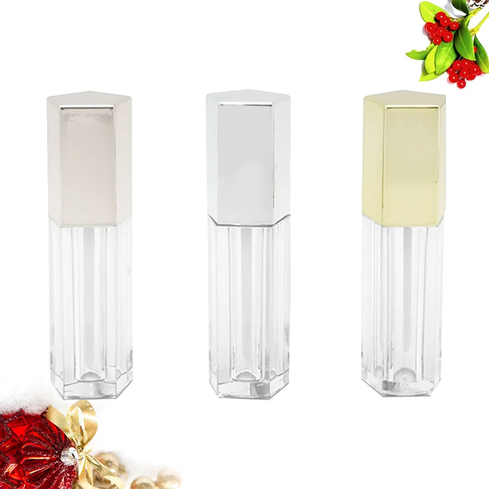 3 個の小さなリップグロスボトル空のリップグロス容器ポータブルディスペンシングチューブ旅行用メイクアップ収納コンパクトデザイン