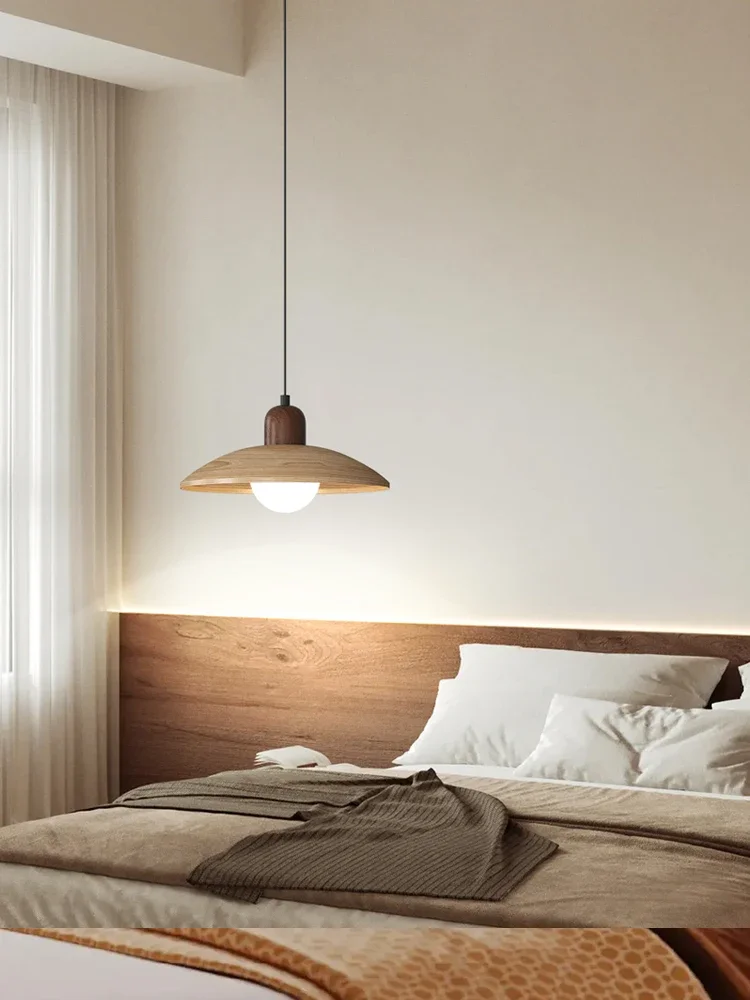 Vintage Wood Grain Pendant Lamp Modern Pendant Light Bedroom Study Bedside Living Dining Table Home Lighting Fixture Glass Ball