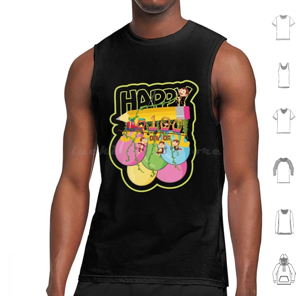 Feliz 100.º Día de Escuela, Camisetas sin Mangas para Amantes de los Monos, Chalecos, Presentamos Nuestras Camisetas sin Mangas para Amantes de los Monos del 100.º Día de Escuela