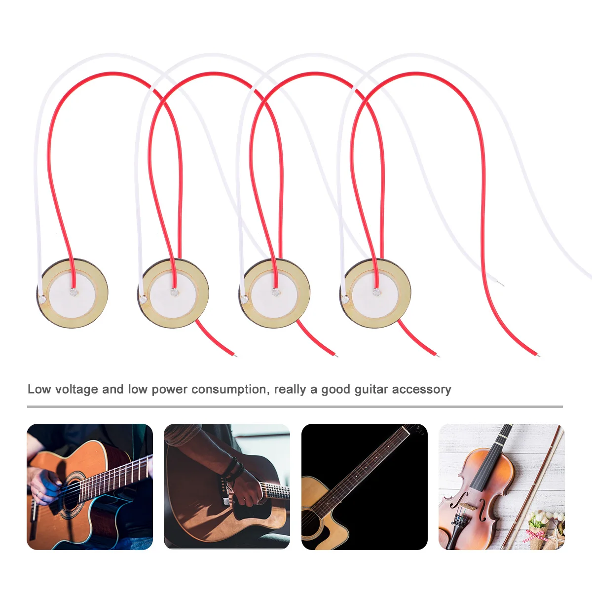 

12pcs Copper Sheet Piezoelectric Guitar Pickup Sensor Piezo Disc Buzzer Module Pre-Wired Low Voltage Trigger Warning Signal