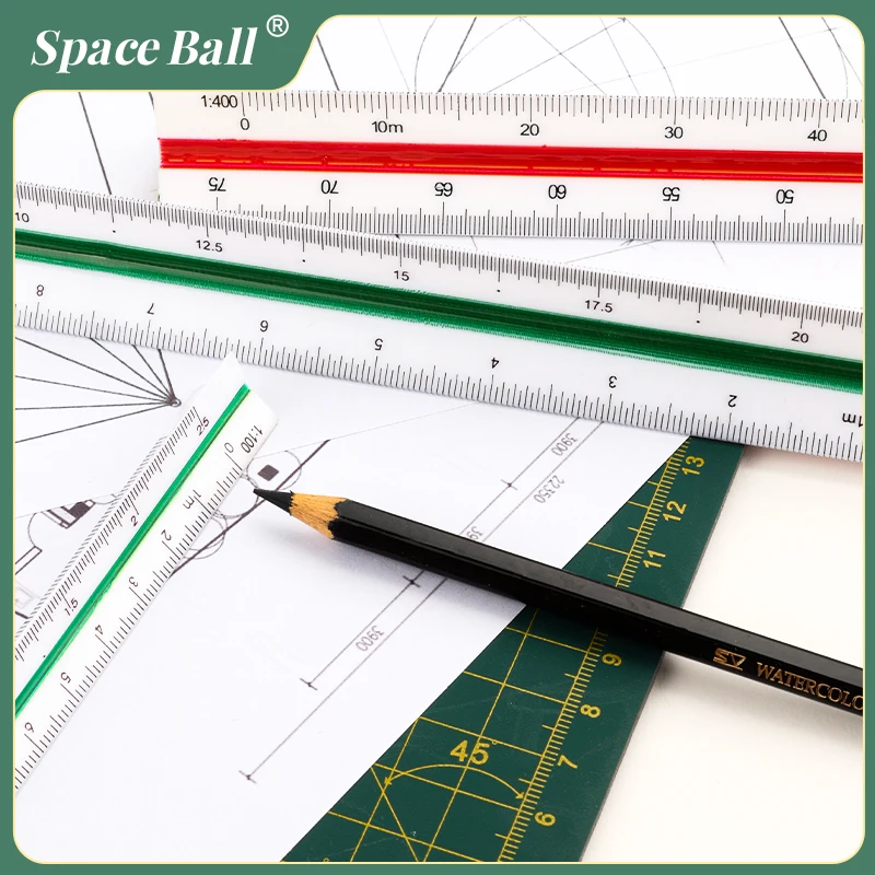 Space Ball Multi-functional Triangular Ruler Student Stationery 12.5/30cm Drafting Tool Scale Ruler Architect Technical Ruler