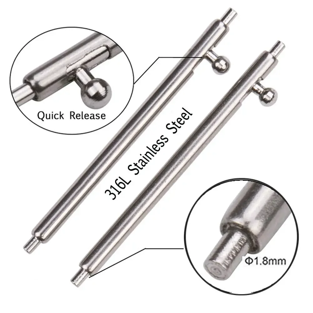 20MM 22MM 10PCS 1.8mm Diameter Watch Pin Pepair Tools & Kits Quick Release Watch Strap Spring Bars Pins 24mm 18MM 23MM 16MM 19MM