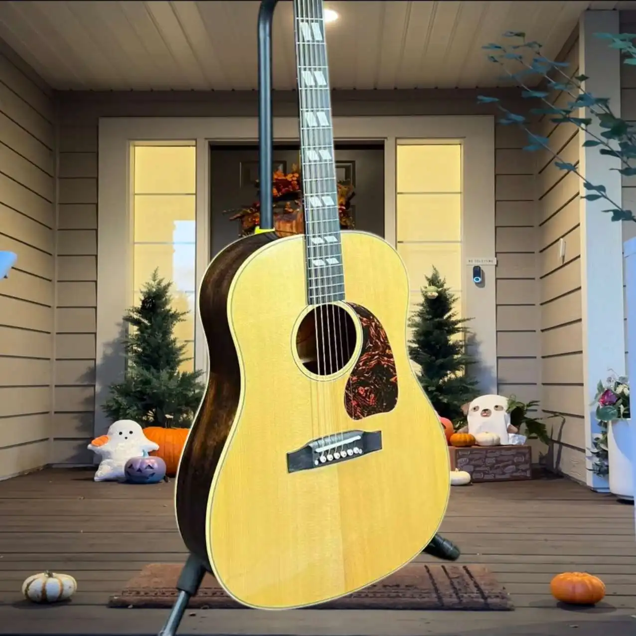 J45 Natural Folk Guitar White Rectangular Inlay Rich Bass Bright Treble Strumming Fingerstyle Country Bluegrass Rock Pro Players