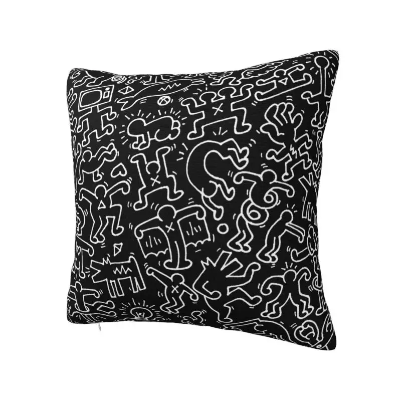 Custom Haring Abstract Geometric Cushion Cover 40x40cm dance Graffiti Art Velvet Luxury Pillow Case