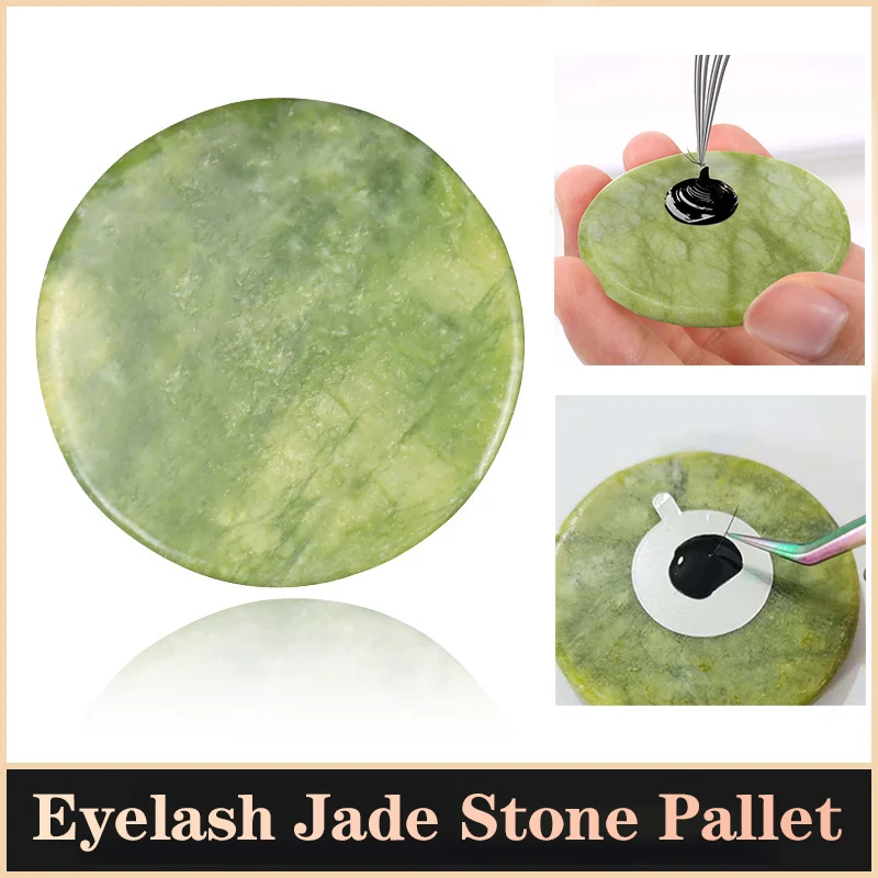 Eyelash Glue Adhesive Pallet Stand Grafting Gasket Round Pallet Jade Stone Eyelash Extension Glue Pallet Holder Pad Makeup Tools