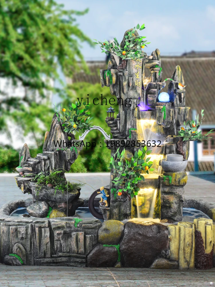 XL Large Artificial Mountain and Fountain Fengshui Wheel Garden Garden Floor Decoration Ornaments