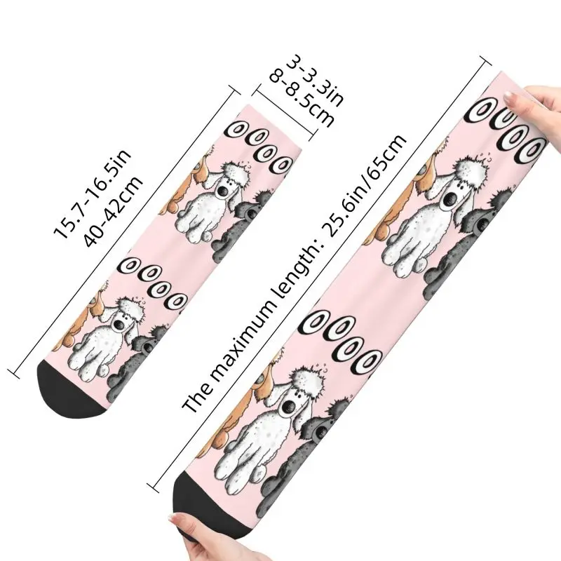 Novelty Men\'s Woof Poodles Dress Socks Unisex Breathbale Warm 3D Printed Cartoon Poodle Dog Crew Socks