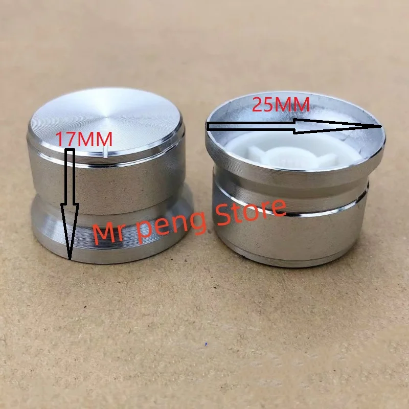 

2pcs 25MMX17MM aluminum alloy silver frosted cap Potentiometer knob encoder speaker cap 6MM qux hole