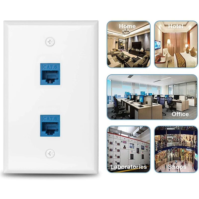 Top Deals 6-Pack 1 Port Ethernet Wall Plate, RJ45 Cat6 Female To Female Jack Inline Coupler Face Plates, 1-Port