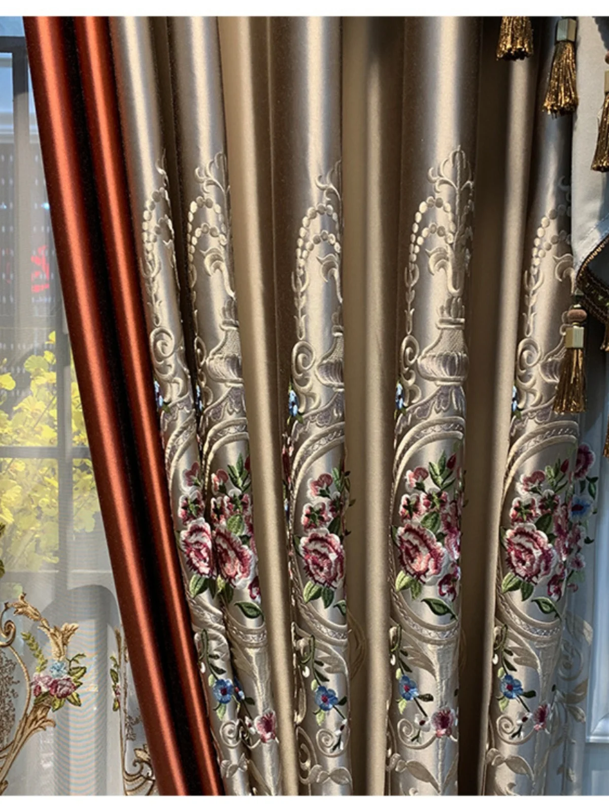 

high-grade European luxury classical European cloth shade velvet embroidery curtain valance tulle M1733