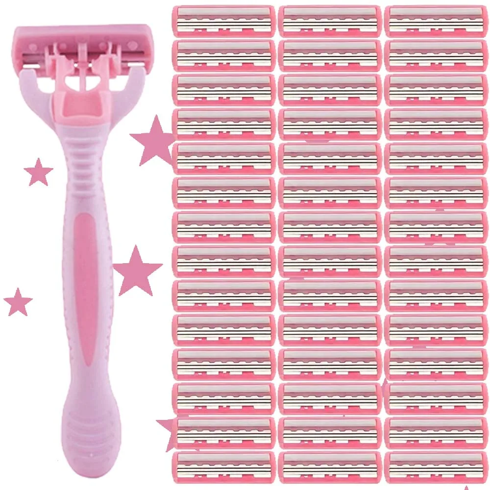 เครื่องโกนหนวดสำหรับสุภาพสตรีคุณภาพสูง ใบมีดทนทาน ด้ามจับสบาย ทำความสะอาดง่าย ปราศจากน้ำมัน ของขวัญเพื่อความงามและเทศกาลต่างๆ