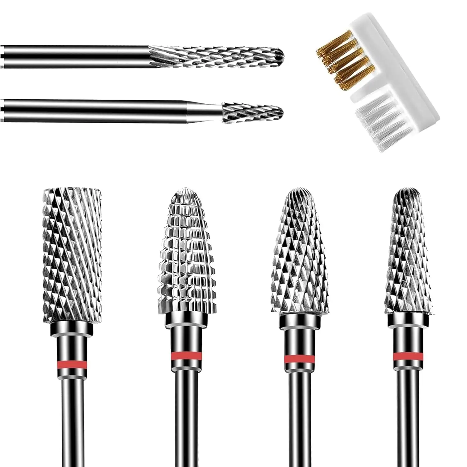 

6Pcs 3/32'' Tungsten Nail Drill Bits Set for Acrylic Gel, Cuticle Remover, Manicure Pedicure Tool with Cleaning Brush