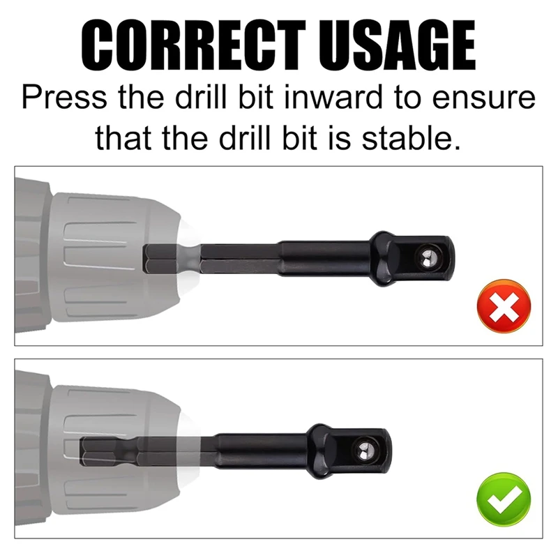 WISH Set di 6 adattatori per prese a percussione, set di conversione per avvitatori a percussione da 1/4,1/2,3/8 pollici Kit di adattatori per prese per trapano